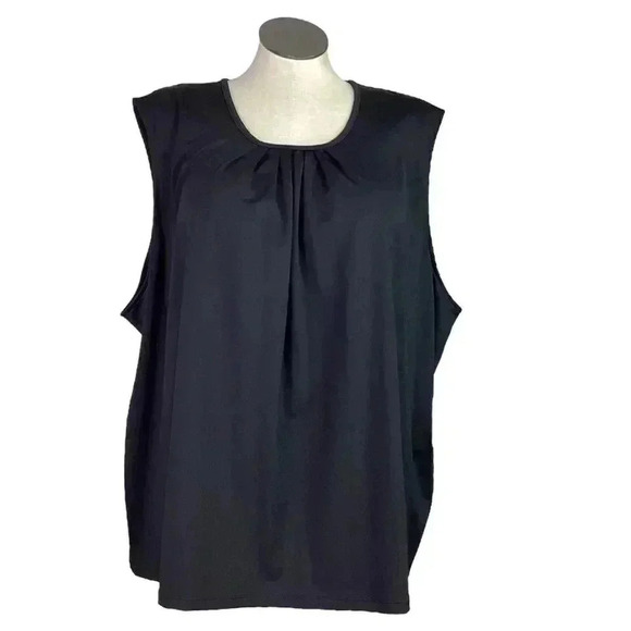 Maggie Barnes Shell Top Womens 4X Black Pleated Sleeveless Stretch Tank - Picture 1 of 5
